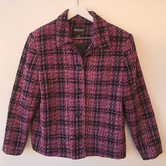 Briggs Pink Tweed Lined Blazer Petite Medium - Picture 2 of 8
